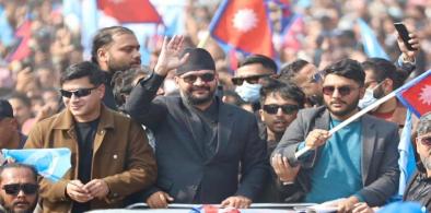 Balen Shah in victory rally in Nepal