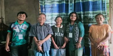 Volunteers of UNICEF Bangladesh with Lushai community representatives