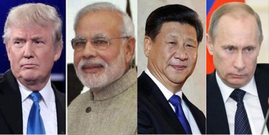 Donald Trump, Narendra Modi, Xi Jinping and Vladimir Putin