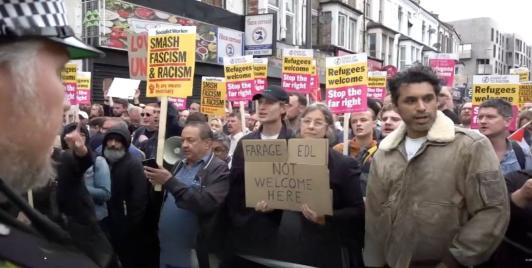 Anti-racism protest in Walthamstow, east London August 2024. Screenshot: Times News report.