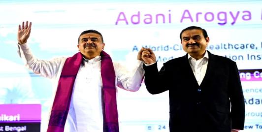 Gautam Adani and West Bengal CM at launch of Adani Arogya Mandir